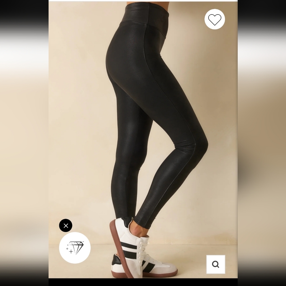 SPANX Black Faux Leather Leggings Large